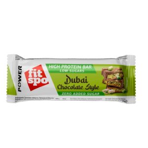 Barre protéinée chocolat de Dubaï, sans sucre ajouter.
