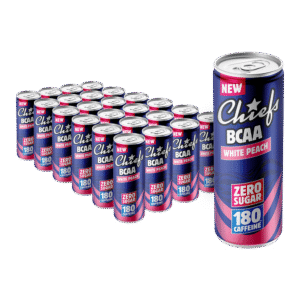Chiefs BCAA Performance Drink Pêche Blanche 🍑 - Pack 24 x 330ml - Boisson énergie & récupération sans sucre