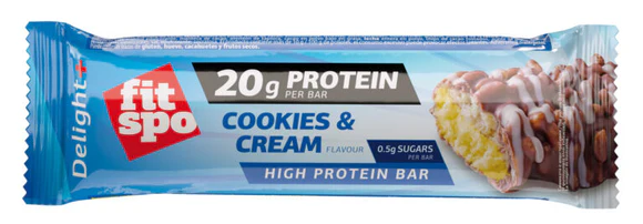 Barres protéinées FitSpo Delight Cookies & Cream 🍪 - 20g protéines, 0,5g sucre - Pack 12 x 60g – Image 2